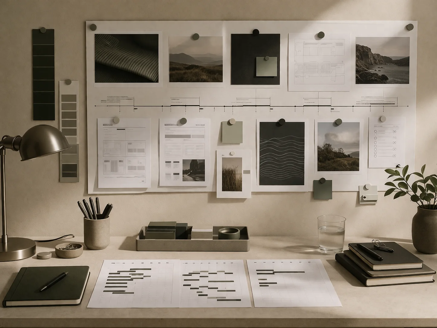 Mesa de trabajo con planificación, seguimiento y contexto operativo para una colaboración continua.