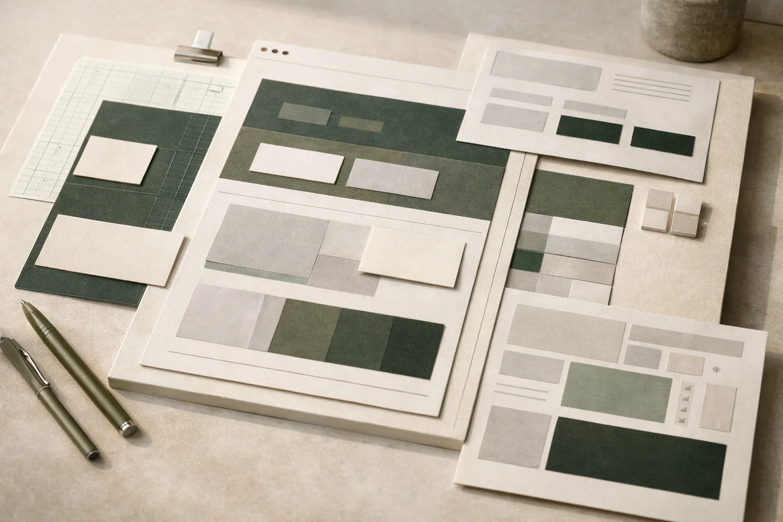 Pantallas editoriales y piezas web comerciales preparadas para campaña y captación.